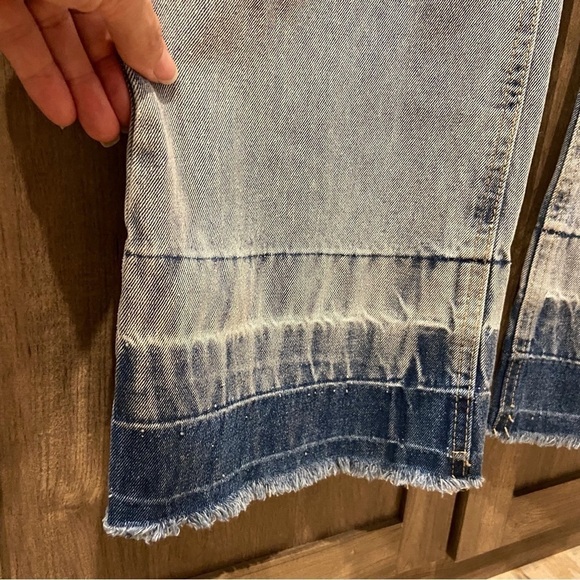 NWT Arizona Jean Co Large Bib Overalls Distressed Flared Frayed Hem - Picture 6 of 11